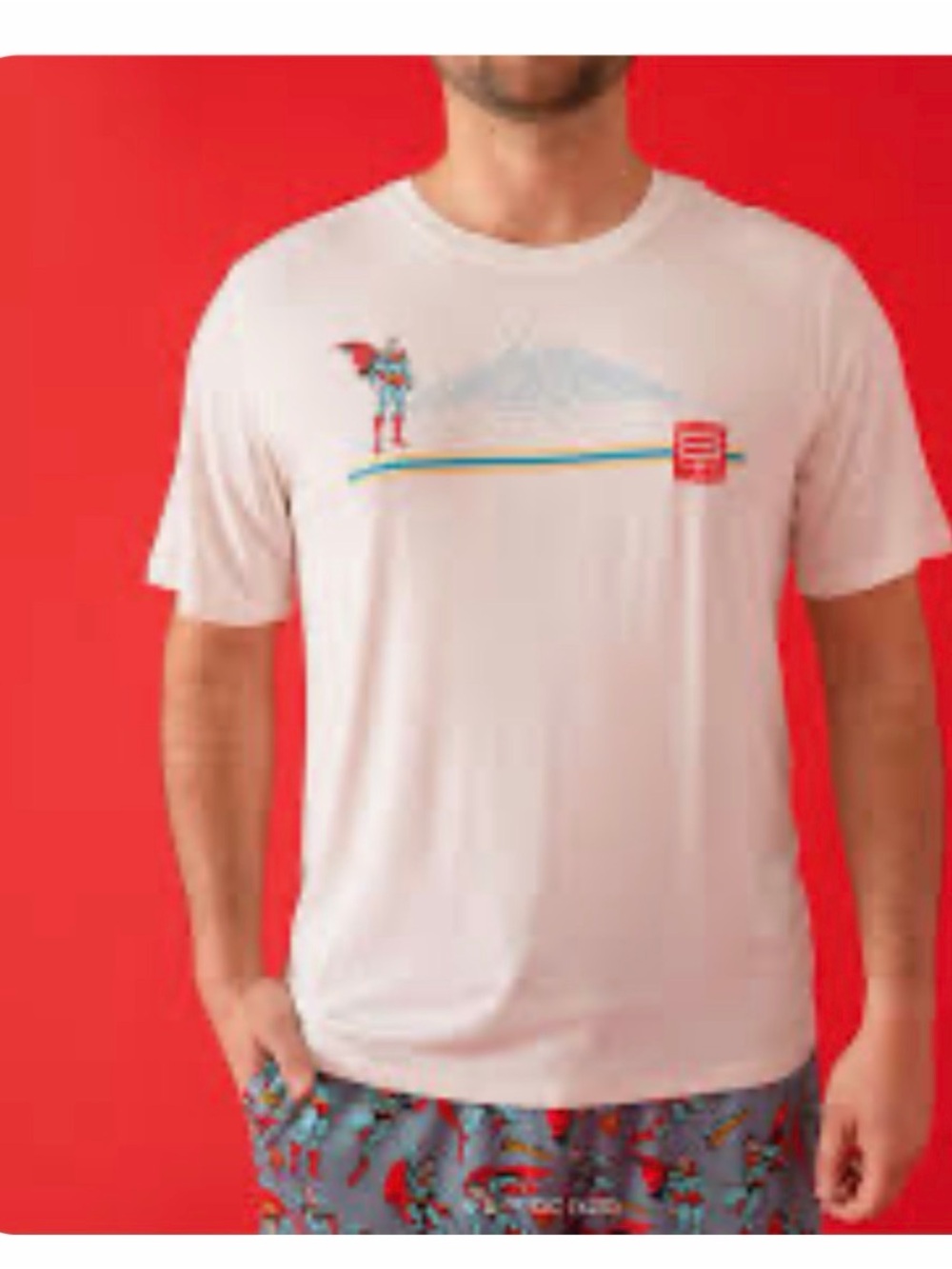 Posh Peanut White Short Sleeve Tee with Multicolor Surf Graphic
